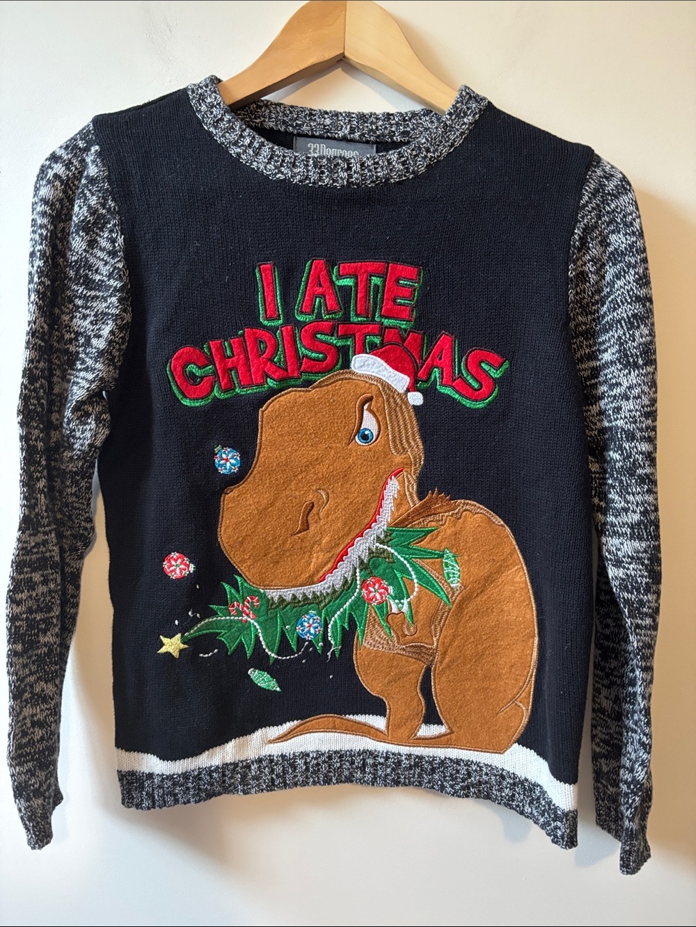 Kids Black Holiday 'I Ate Christmas' Dinosaur T-Rex Sweater